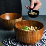 Wooden Japanese-Style Rice, Soup & Salad Bowl